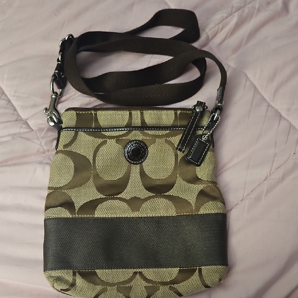 Coach Tan and Brown Crossbody Bag Well Loved